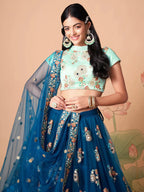 Tulsi Art Superb Sapphire Blue Dori Work Net Designer Lehenga Choli | Grocsy