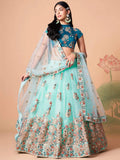 Tulsi Art Lovely Electric Blue Sequins Work Net Designer Lehenga Choli | Grocsy