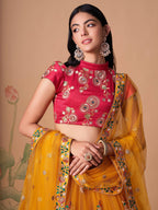 Tulsi Art Dazzling Yellow Sequins Work Net Designer Lehenga Choli | Grocsy