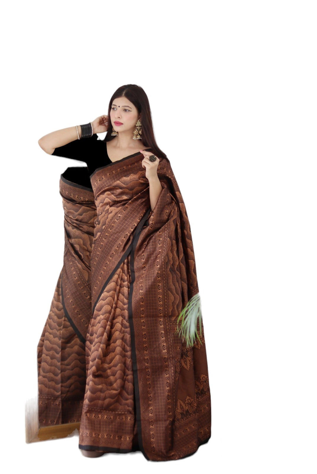 Vamika Weaving Banarasi Jacquard black Kanjivaram Saree | Grocsy