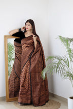 Vamika Weaving Banarasi Jacquard black Kanjivaram Saree | Grocsy