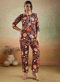 Prazu Fashion Brown Printed Cotton Reyon Festival Wear Co-Ord Set | Grocsy