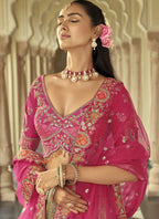 Vegaa Fashion Beige Silk Embroidered & Art Mirror Work Wedding Wear Lehenga Choli | Grocsy