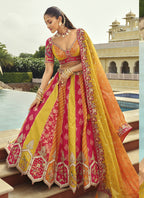 Vegaa Fashion Multi Color Silk Embroidered & Art Mirror Work Wedding Wear Lehenga Choli | Grocsy
