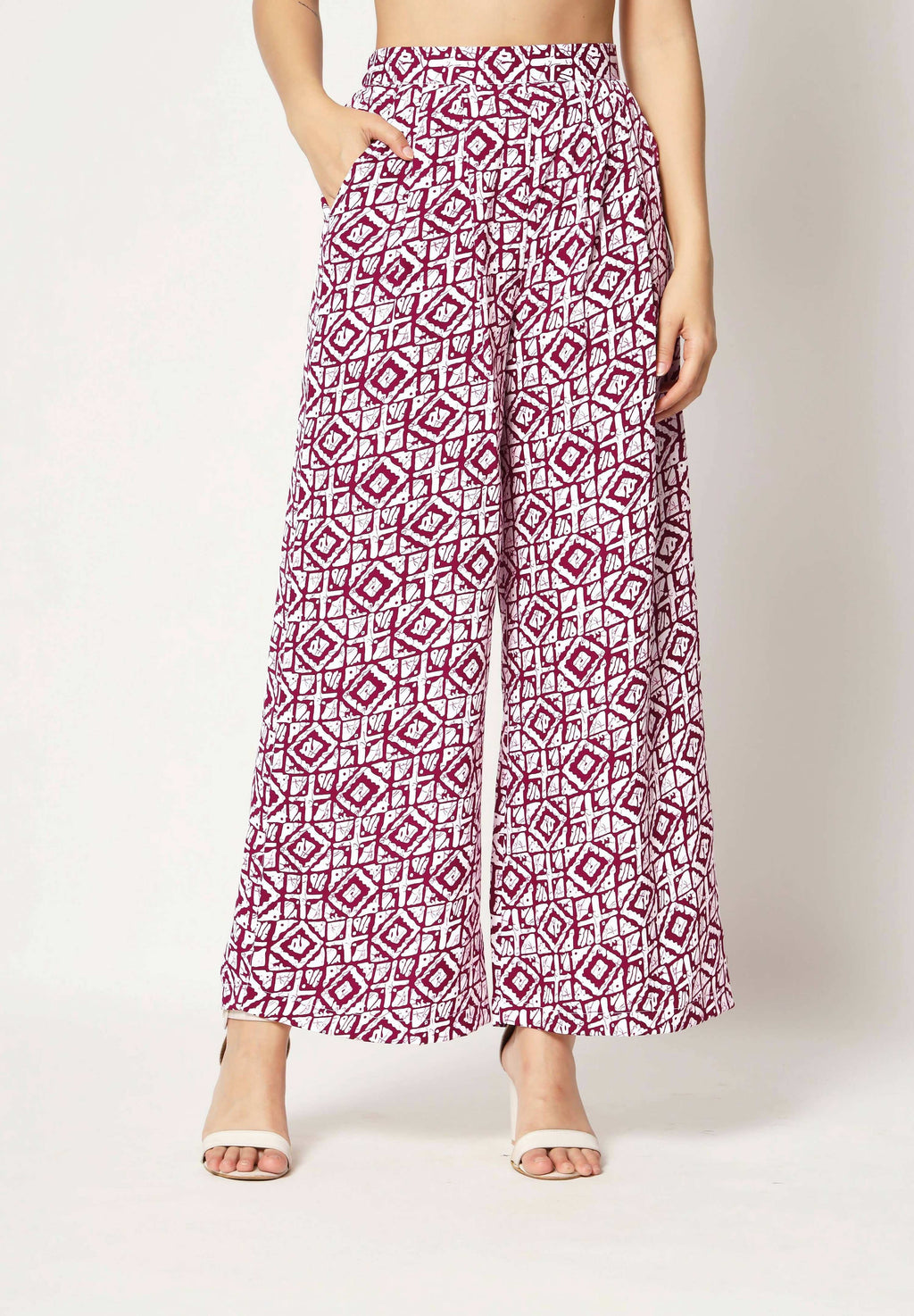 Pink Crepe Digital Printed Top With Matching Trouser - Shivani | Grocsy