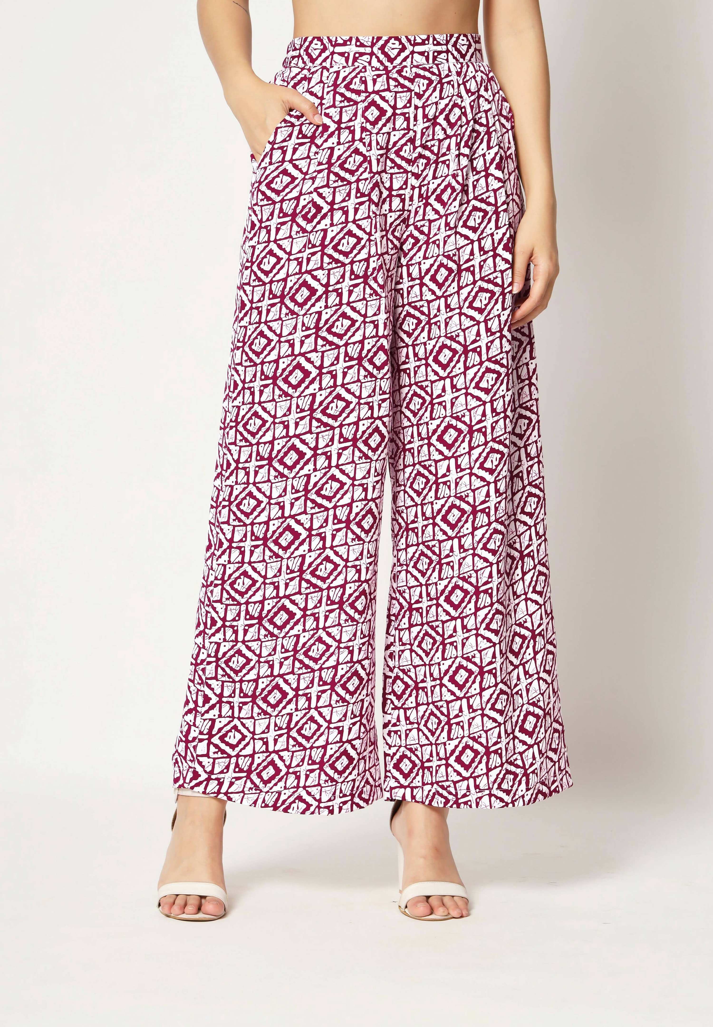 Pink Crepe Digital Printed Top With Matching Trouser - Shivani | Grocsy