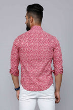 Miravan Men's Cotton Pink Floral Printed Shirt | Grocsy