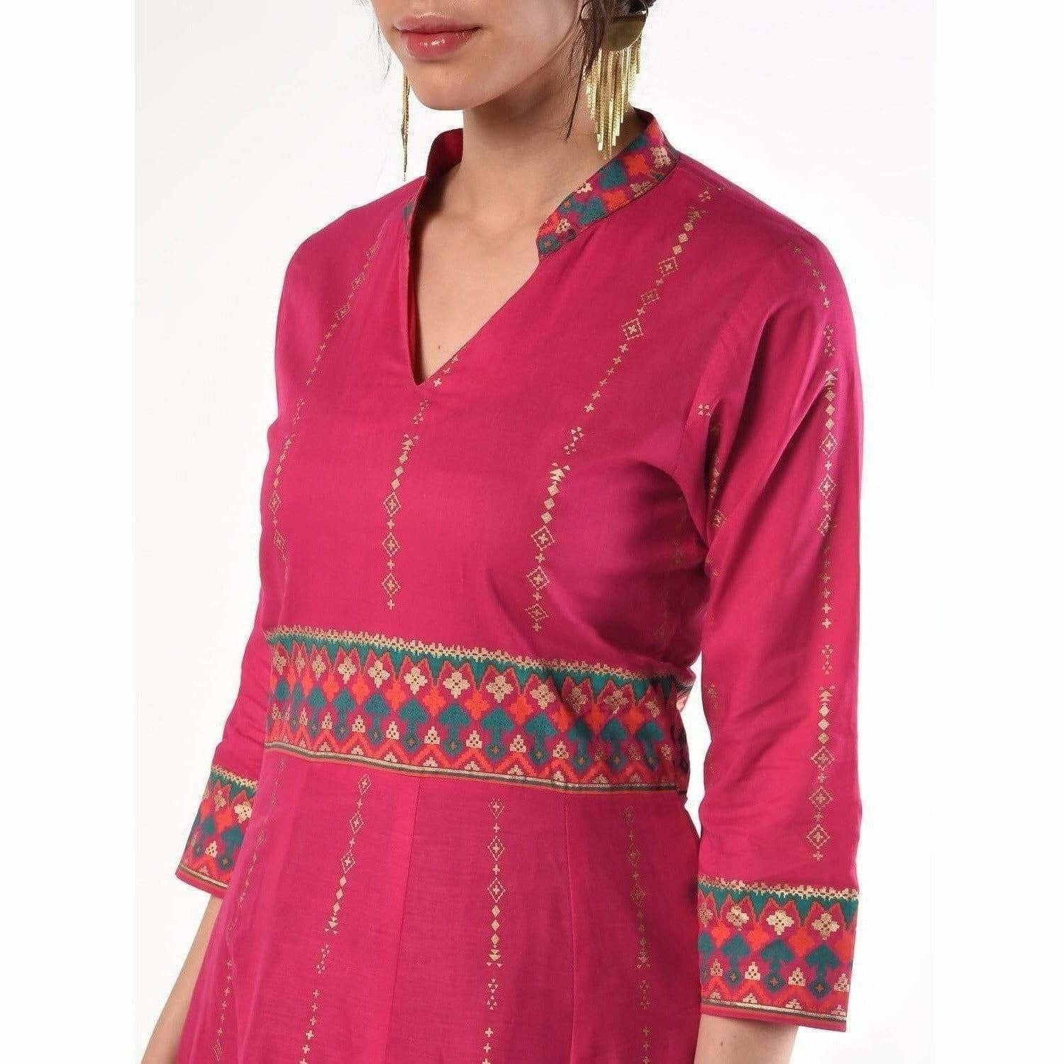 Cheera Women's Hand Block Print Ghagra Style Anarkali Kurta (CH037K) | Grocsy