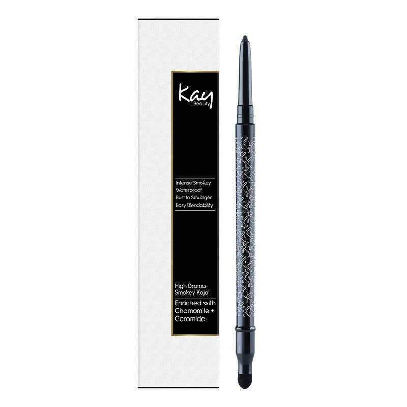 Kay Beauty By Katrina Kaif Waterproof Smokey Kajal with Smudger - Raven Hue | Grocsy