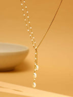 Beaded Pearl Drop One-Sided Layered Necklace - Ruby Raang | Grocsy