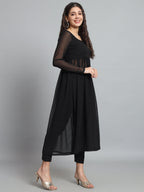 Fab Fashion Black Georgette Side Slit Set | Grocsy