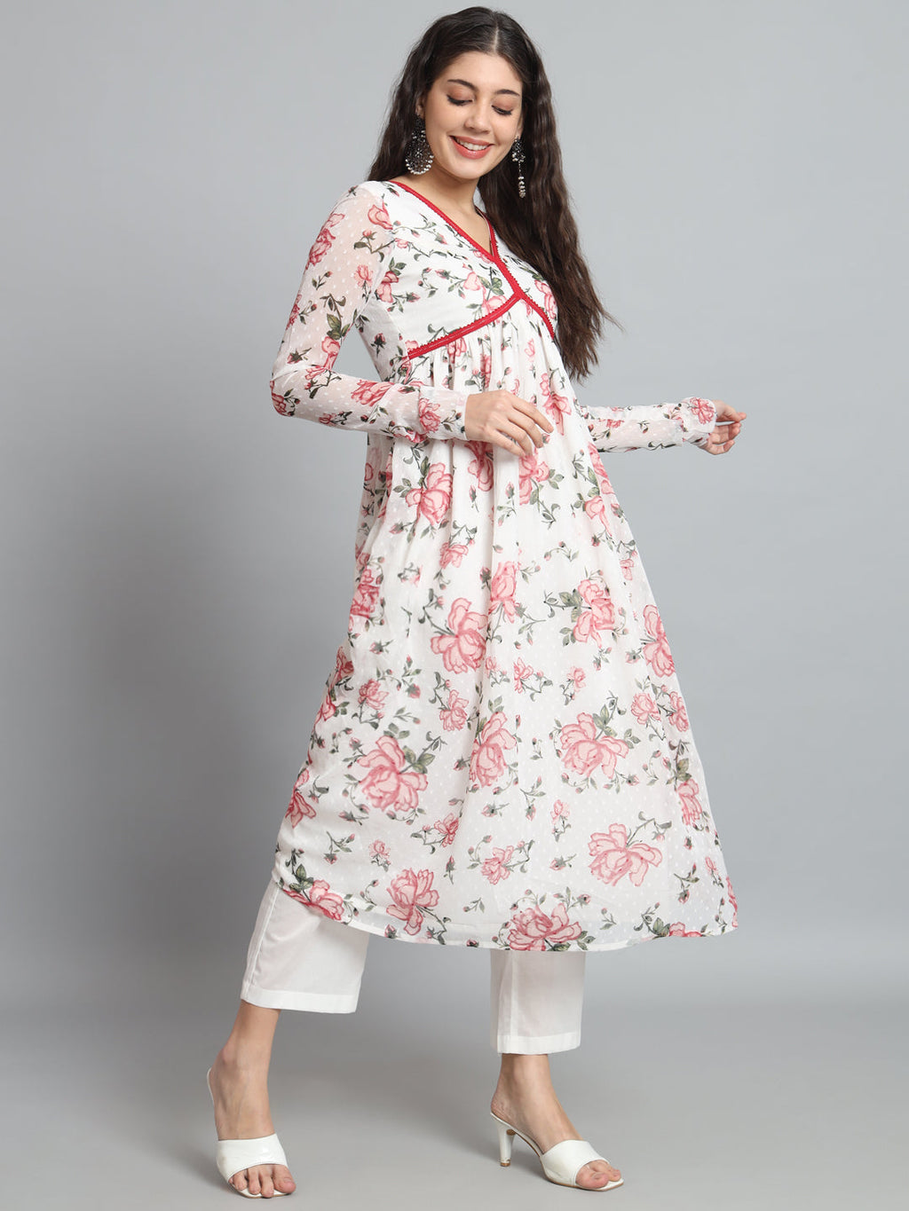 Fab Fashion White Floral Alia Cut Set | Grocsy