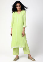 trueBrowns Green Gota Slit Kurta-Pant | Grocsy