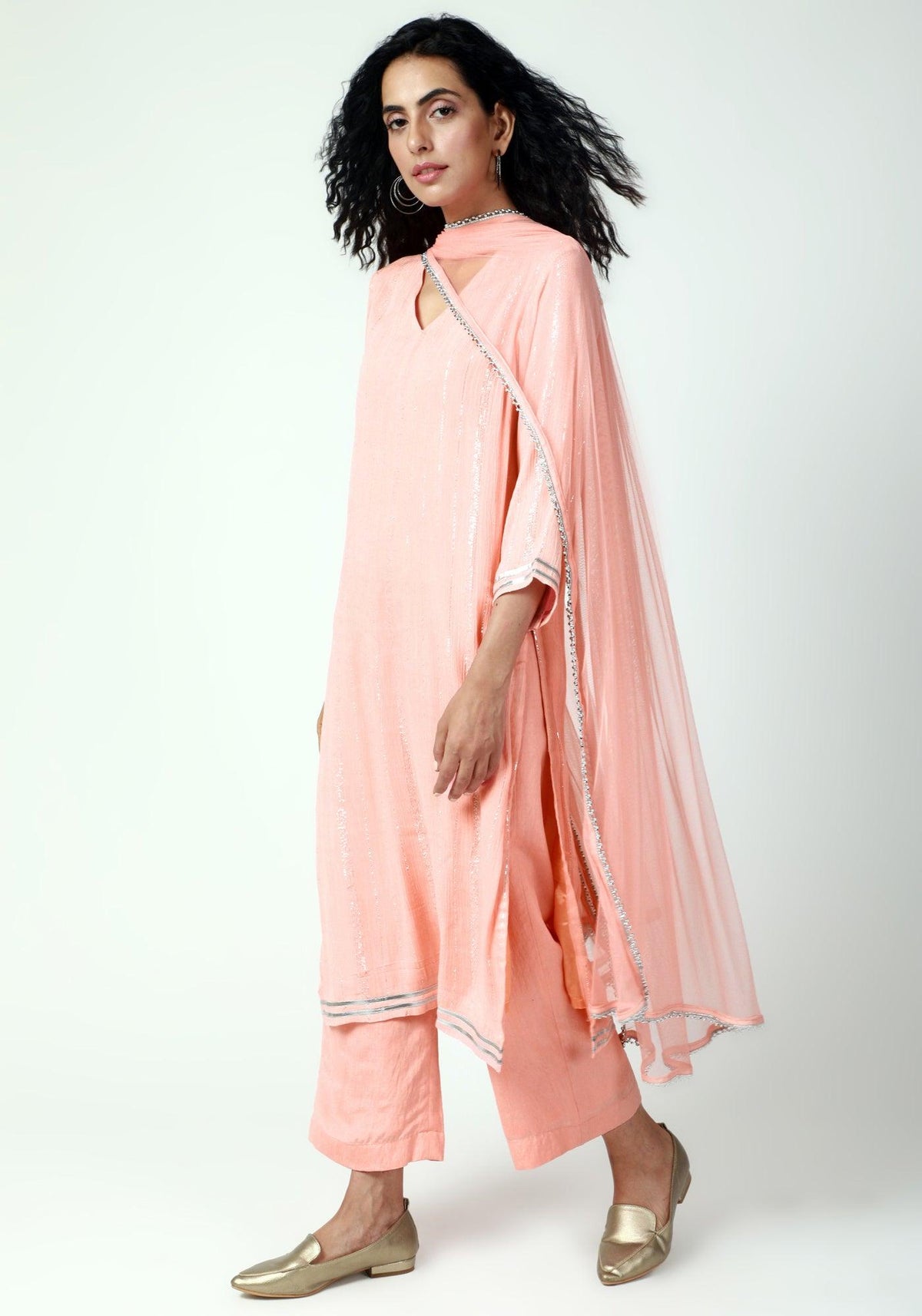 trueBrowns Blue Gota Slit Kurta-Pant-Dupatta | Grocsy