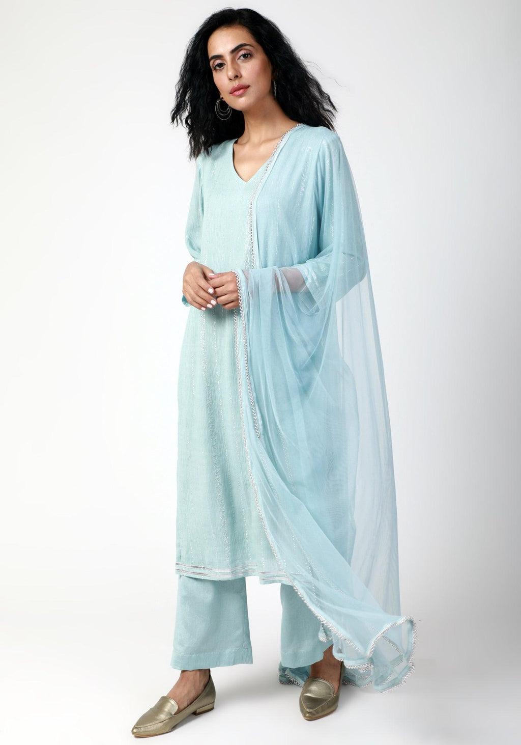 trueBrowns Gota Slit Kurta-Pant-Dupatta | Grocsy