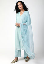 trueBrowns Blue Gota Slit Kurta-Pant Set | Grocsy