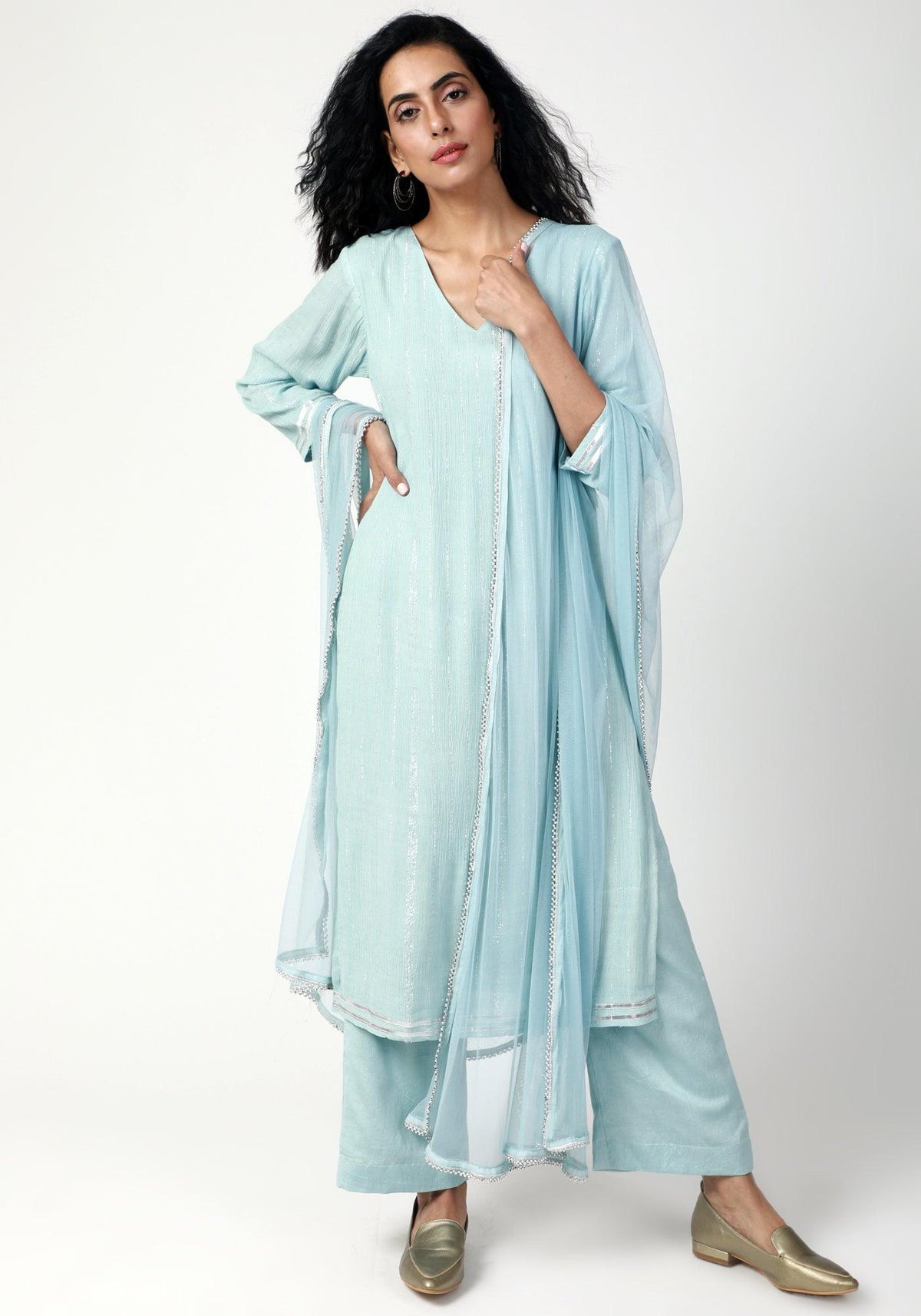trueBrowns Gota Slit Kurta-Pant-Dupatta | Grocsy