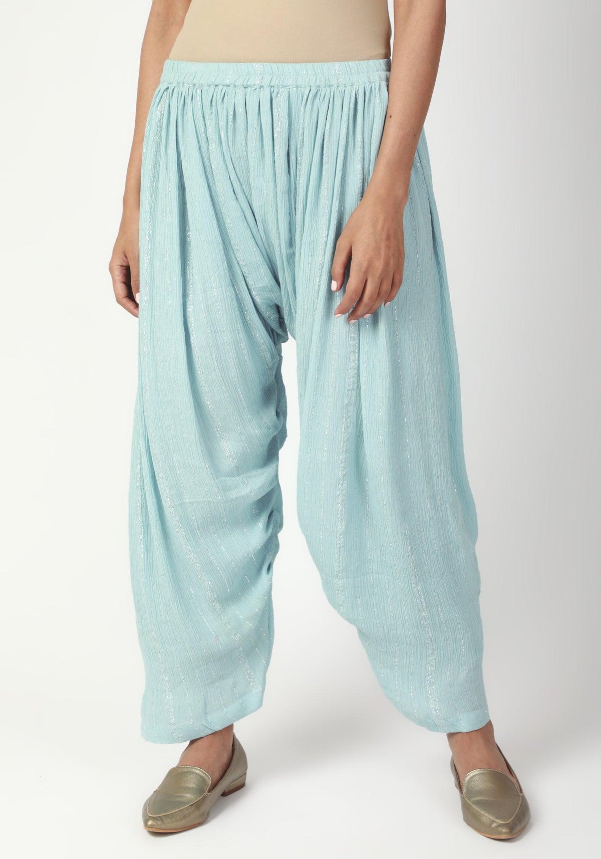 trueBrowns Blue Gota Slit Kurta-Ruffled Pant-Dupatta | Grocsy