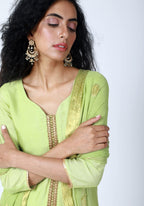 trueBrowns Green Gota Kurta-Pant-Dupatta | Grocsy