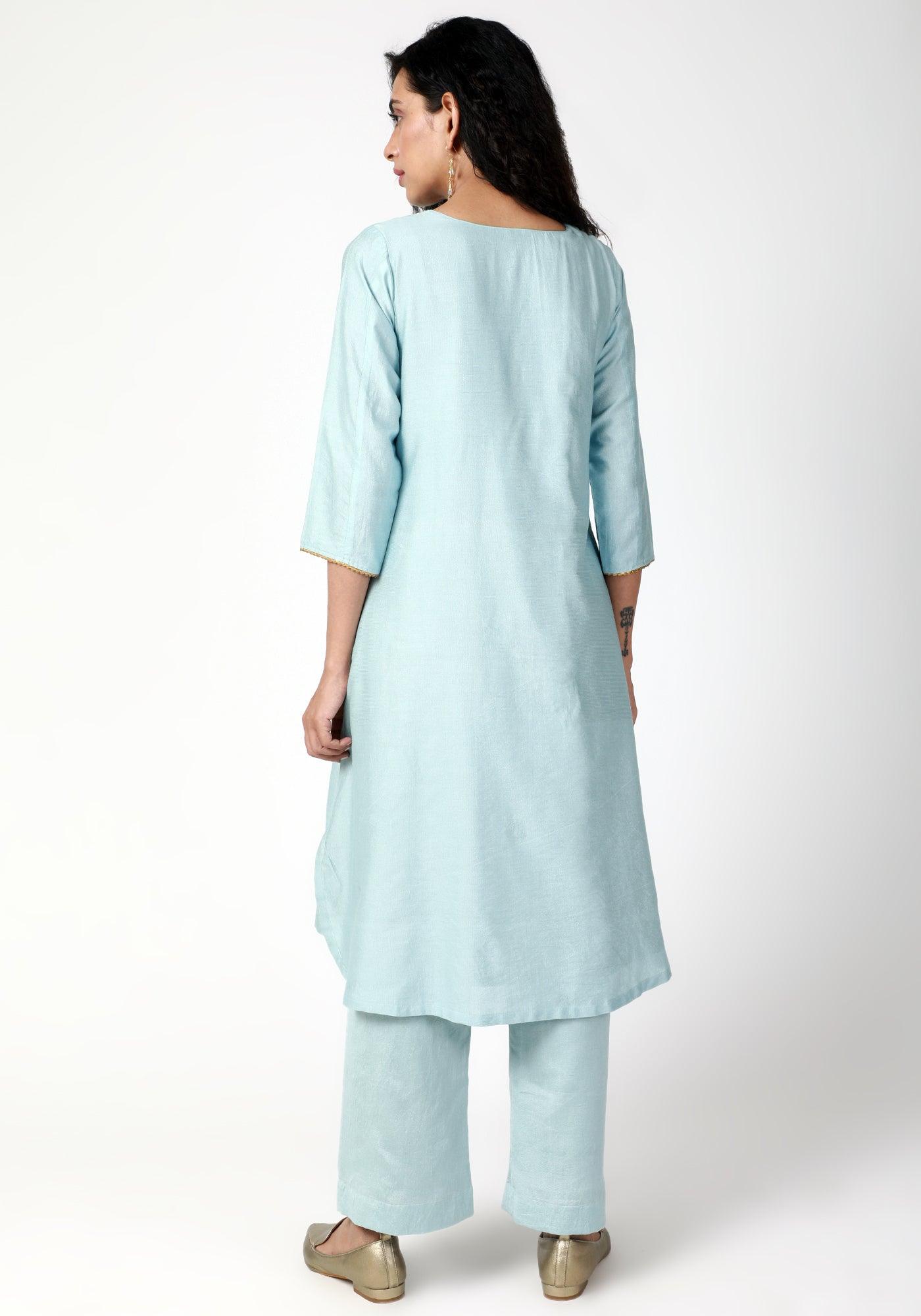 trueBrowns Blue Gota Kurta-Pant-Dupatta | Grocsy