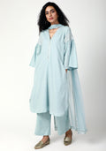 trueBrowns Blue Silver Laced Kurta-Pant-Dupatta | Grocsy