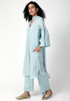 trueBrowns Blue Silver Laced Kurta-Pant-Dupatta | Grocsy