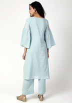 trueBrowns Blue Silver Laced Kurta-Pant-Dupatta | Grocsy