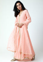 trueBrowns Peach Lace Kurta-Pant-Dupatta | Grocsy