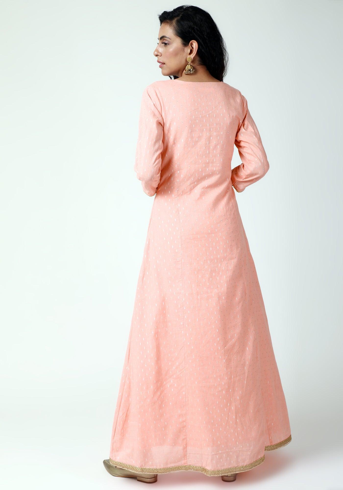 trueBrowns Peach Lace Kurta-Pant-Dupatta | Grocsy