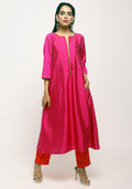 trueBrowns Pink Laced Kurta Set | Grocsy
