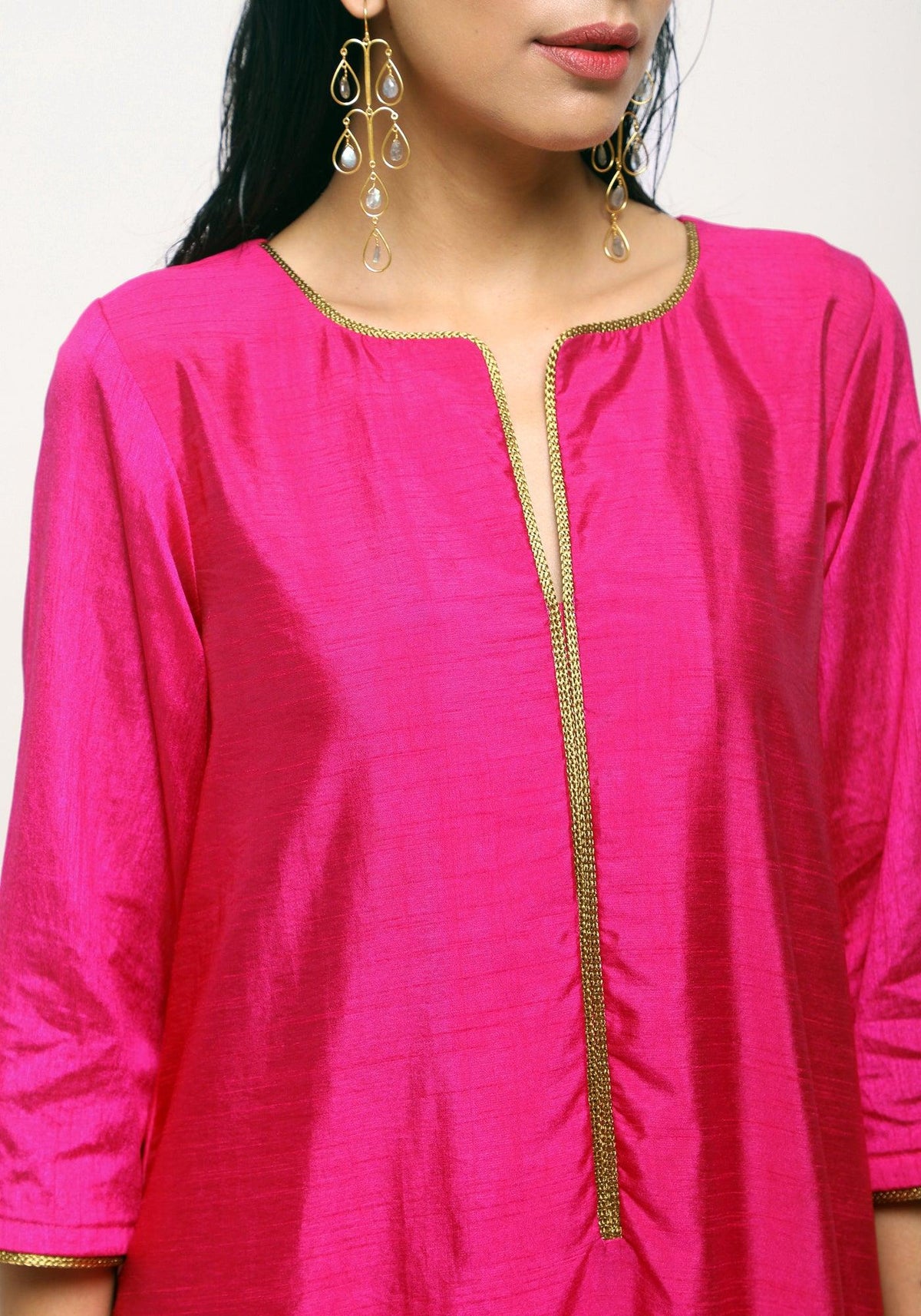trueBrowns Pink Laced Kurta Set | Grocsy