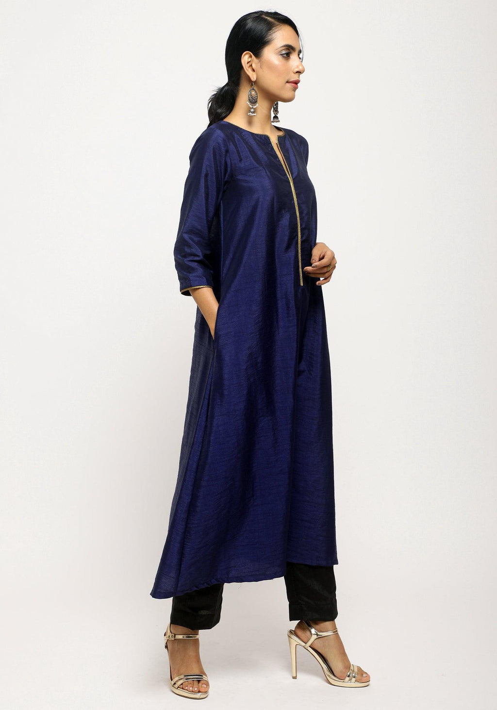 trueBrowns Blue Laced Kurta Set | Grocsy