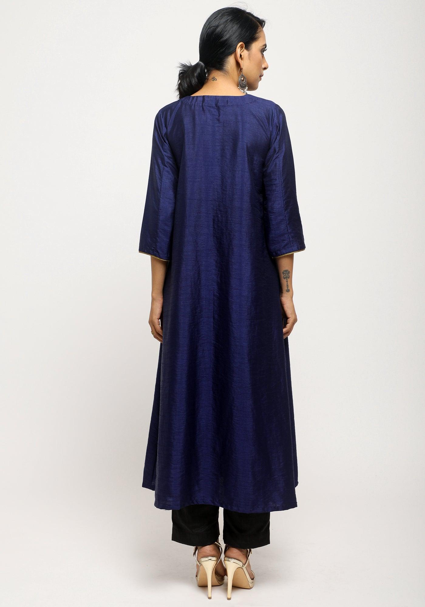 trueBrowns Blue Laced Kurta Set | Grocsy