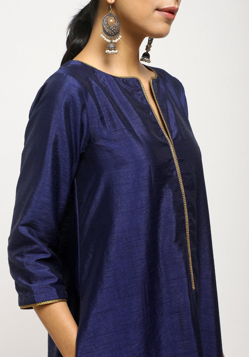 trueBrowns Blue Laced Kurta Set | Grocsy