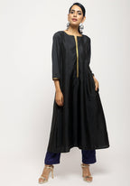 trueBrowns Black Laced Kurta Set | Grocsy