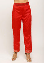 trueBrowns Orange Laced Kurta- Foil Pant | Grocsy