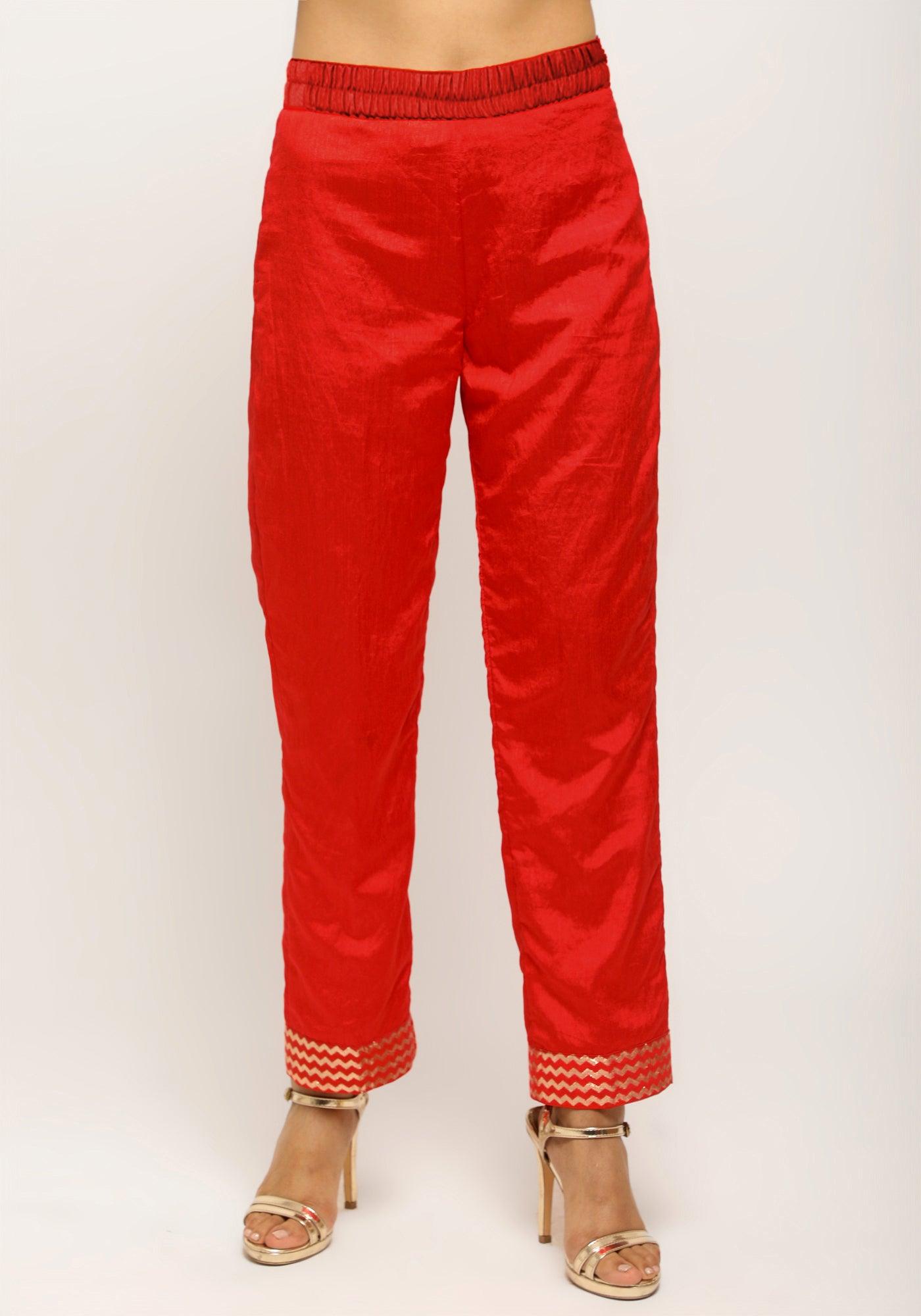 trueBrowns Orange Laced Kurta- Foil Pant | Grocsy