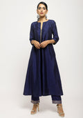 trueBrowns Blue Laced Kurta- Foil Pant | Grocsy