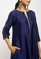trueBrowns Blue Laced Kurta- Foil Pant | Grocsy