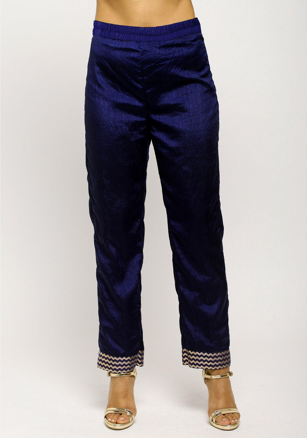 trueBrowns Blue Laced Kurta- Foil Pant | Grocsy