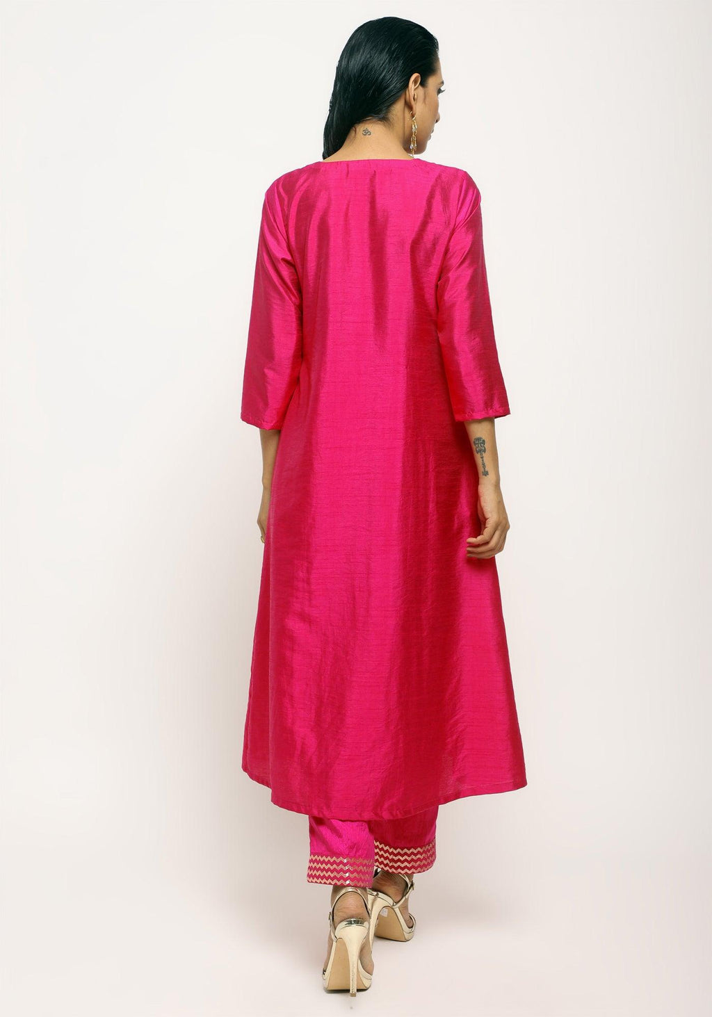 trueBrowns Pink Angrakha Foil Pant | Grocsy