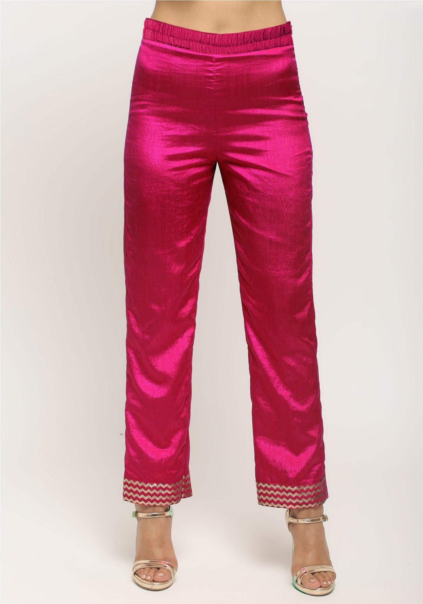 trueBrowns Pink Angrakha Foil Pant | Grocsy
