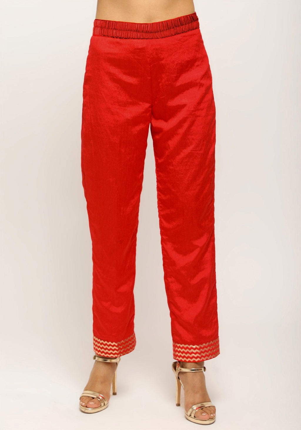 trueBrowns Orange Angrakha Foil Pant | Grocsy
