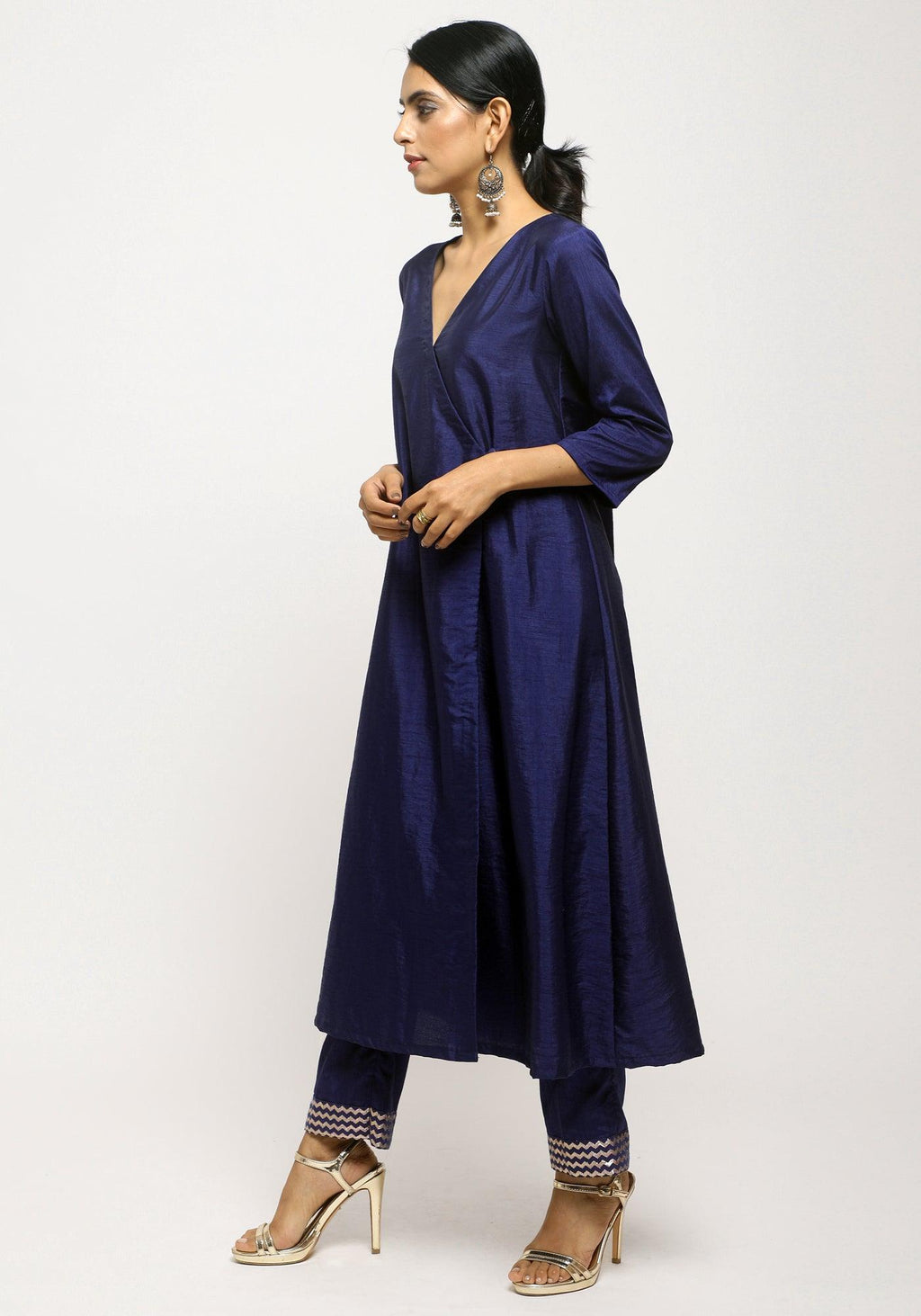 trueBrowns Blue Angrakha Foil Pant | Grocsy