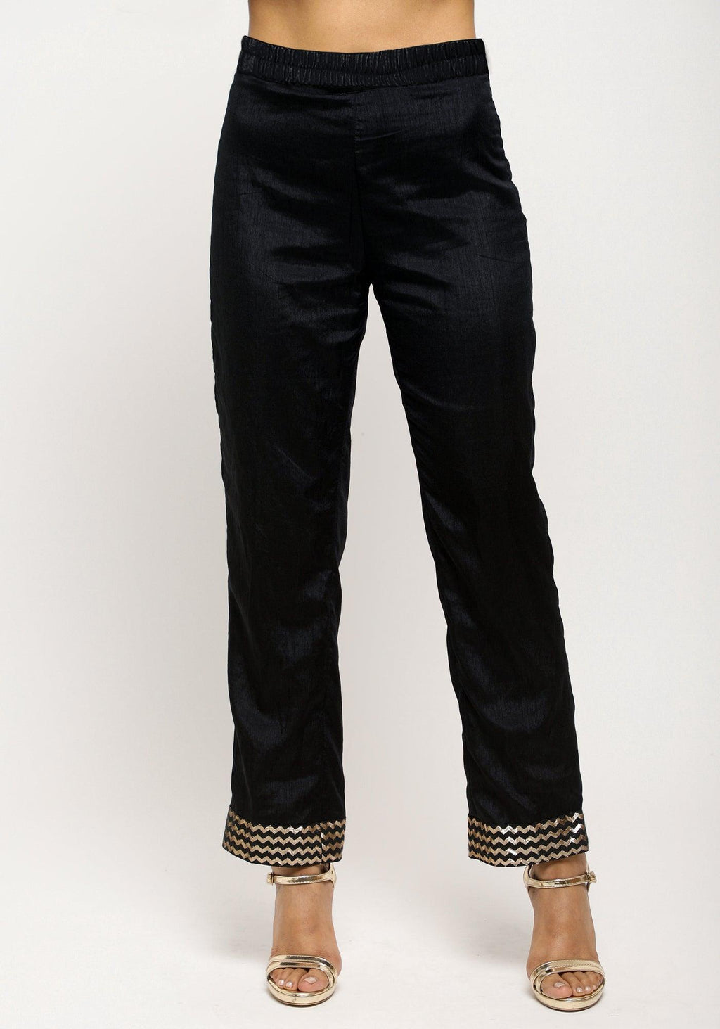 trueBrowns Black Angrakha Foil Pant | Grocsy
