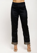 trueBrowns Black Angrakha Foil Pant | Grocsy