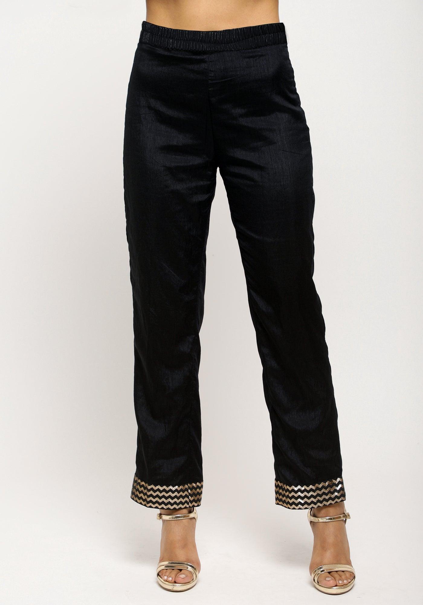 trueBrowns Black Angrakha Foil Pant | Grocsy