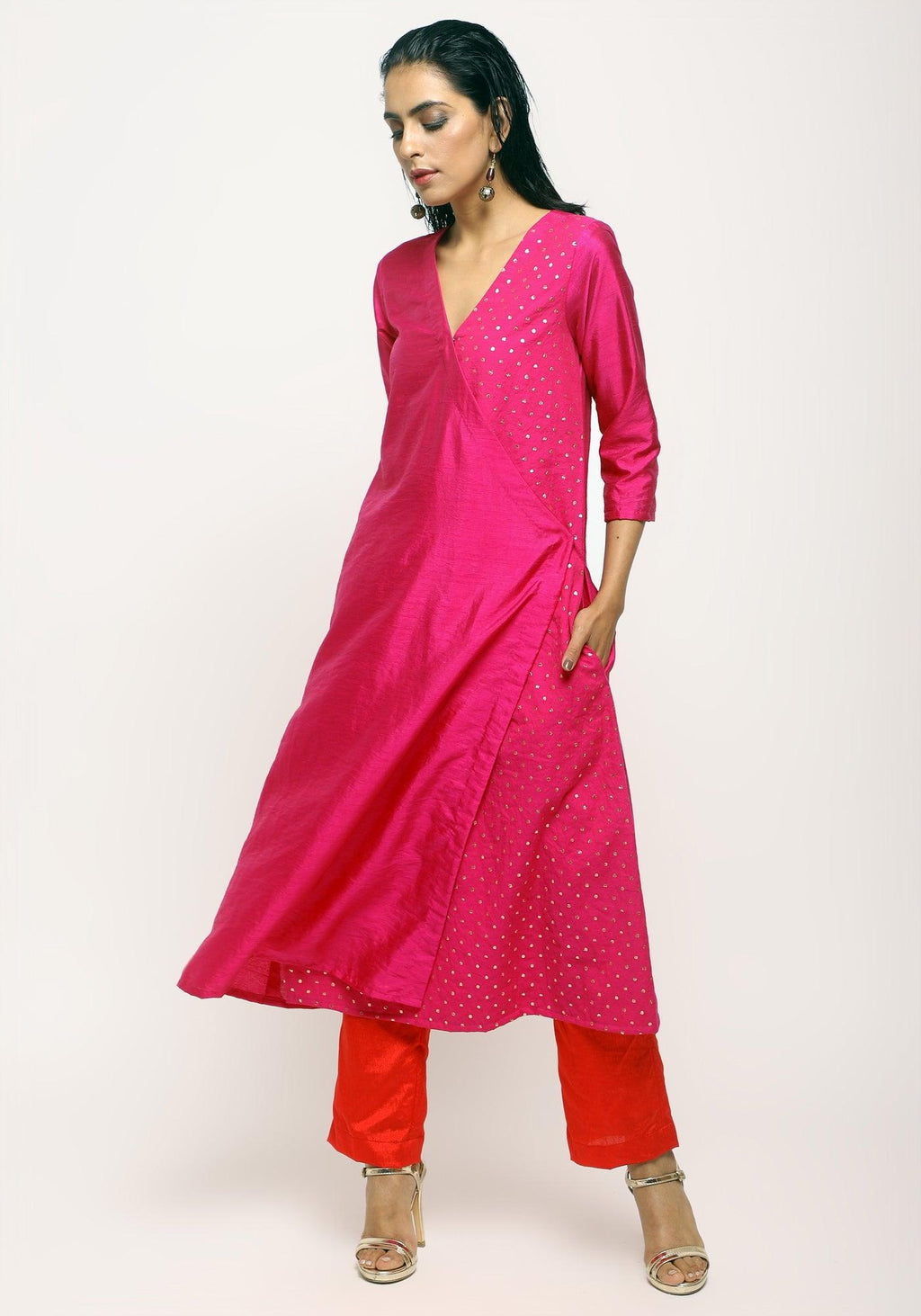 trueBrowns Pink Foil Angrakha Set | Grocsy
