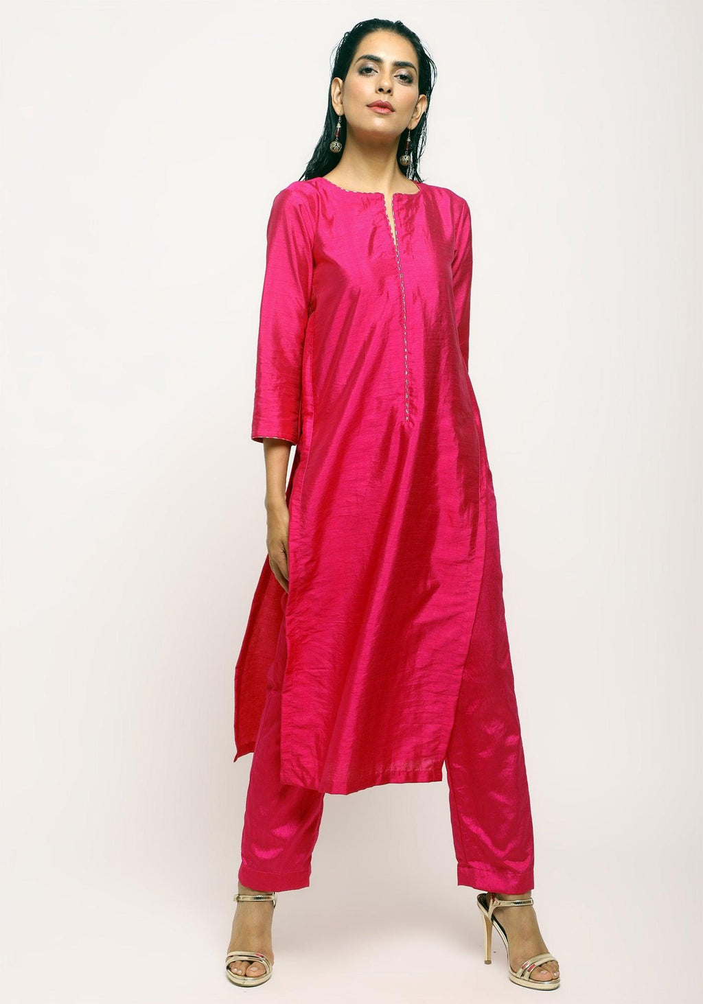 trueBrowns Pink Foil High Slit Set | Grocsy