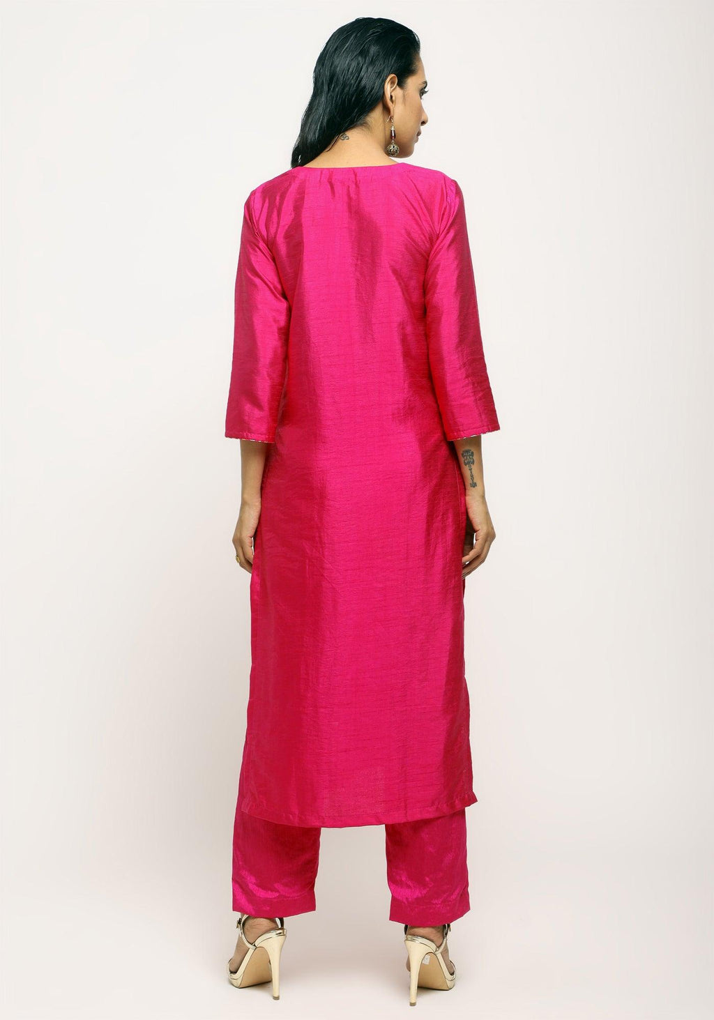 trueBrowns Pink Foil High Slit Set | Grocsy